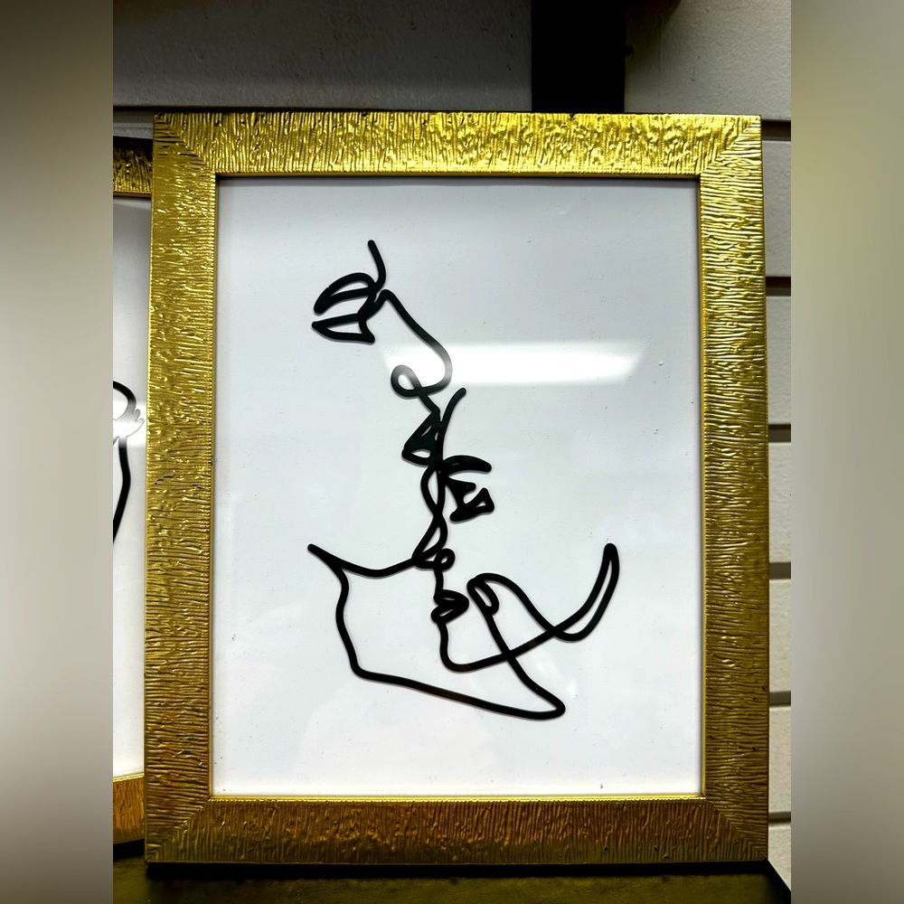 Gold Framed Abstract Line Art